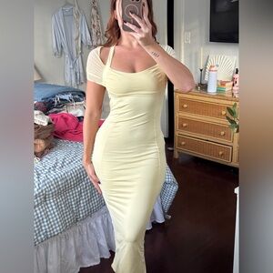 Oh Polly Yellow Midi Dress